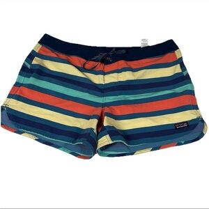 NEW Patagonia Womens Swim Size 14 Wavefarer Board Shorts Pink Blue Yellow #3121